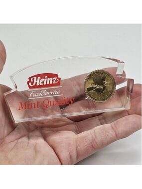 1991 Heinz FoodService Mint Quality Canadian Loonie Coin Acrylic Paperweight